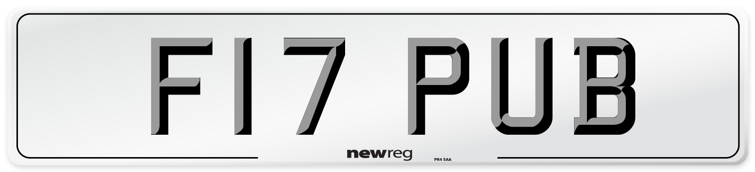 F17 PUB Number Plate from New Reg